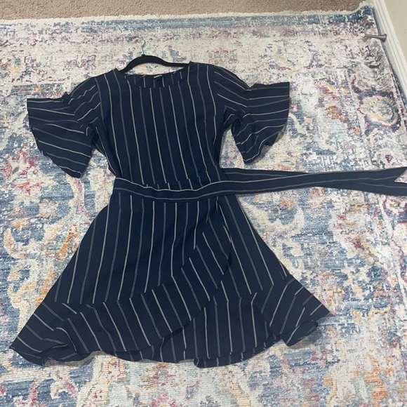 Navy blue ruffle flare dress - Picture 5 of 8